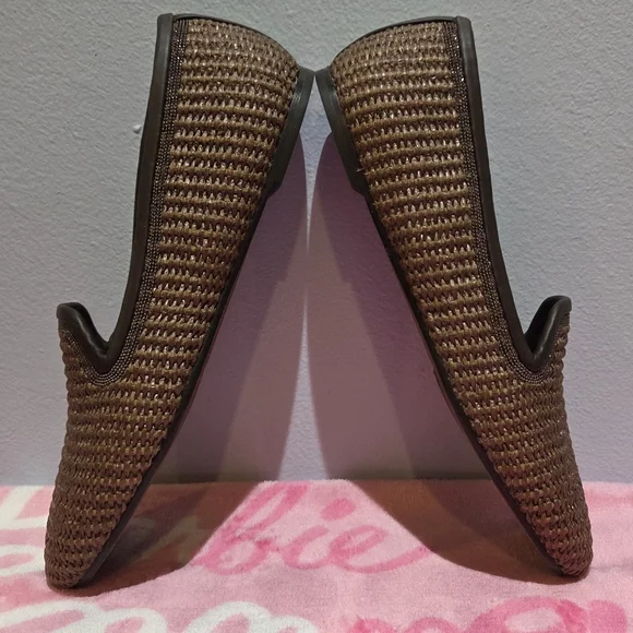 Women's Brunello Cucinelli Brown Leather Trimmed Raffia Slippers, Size 37 - Picture 6 of 10